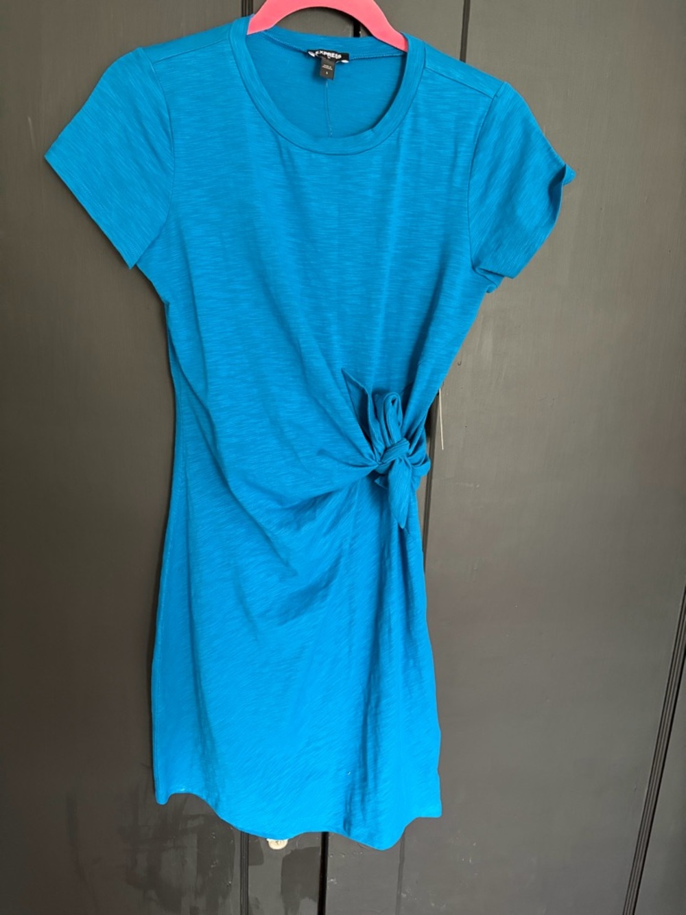 Express front tie T-shirt dress royal blue NWT